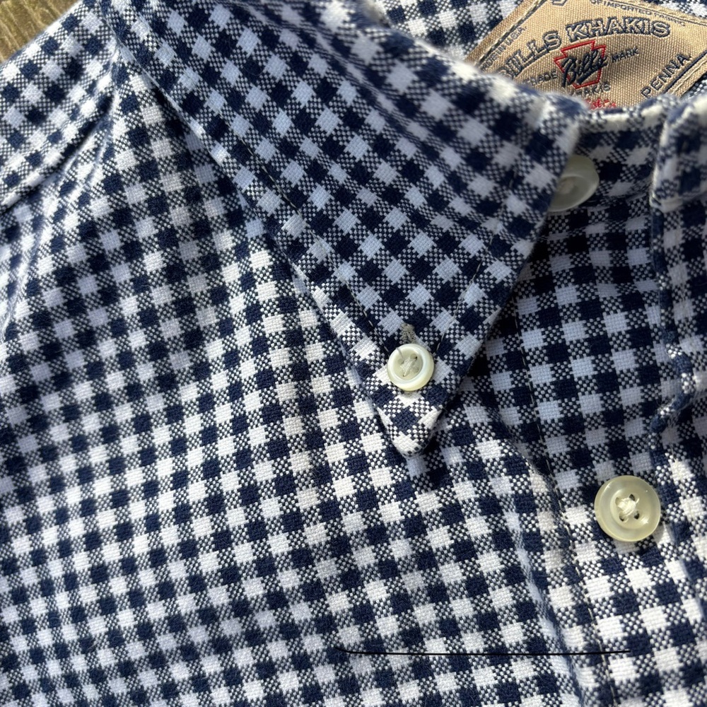 BILLS KHAKIS—Gingham Check Black White Long Sleeve Shirt—Men's 15.5 x 34 (Medium